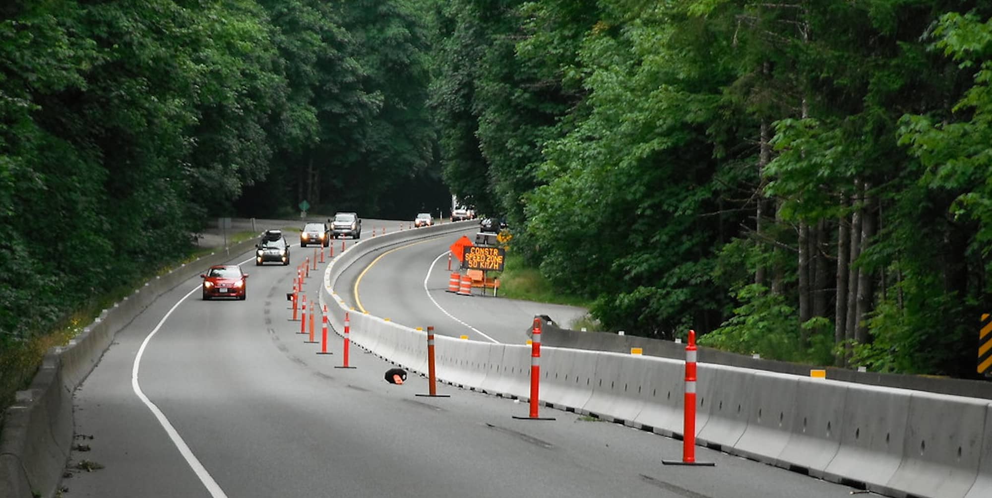 A section of the Malahat Drive shortly after the installation of new concrete barriers (B.C. Ministry of Transportation and Infrastructure)