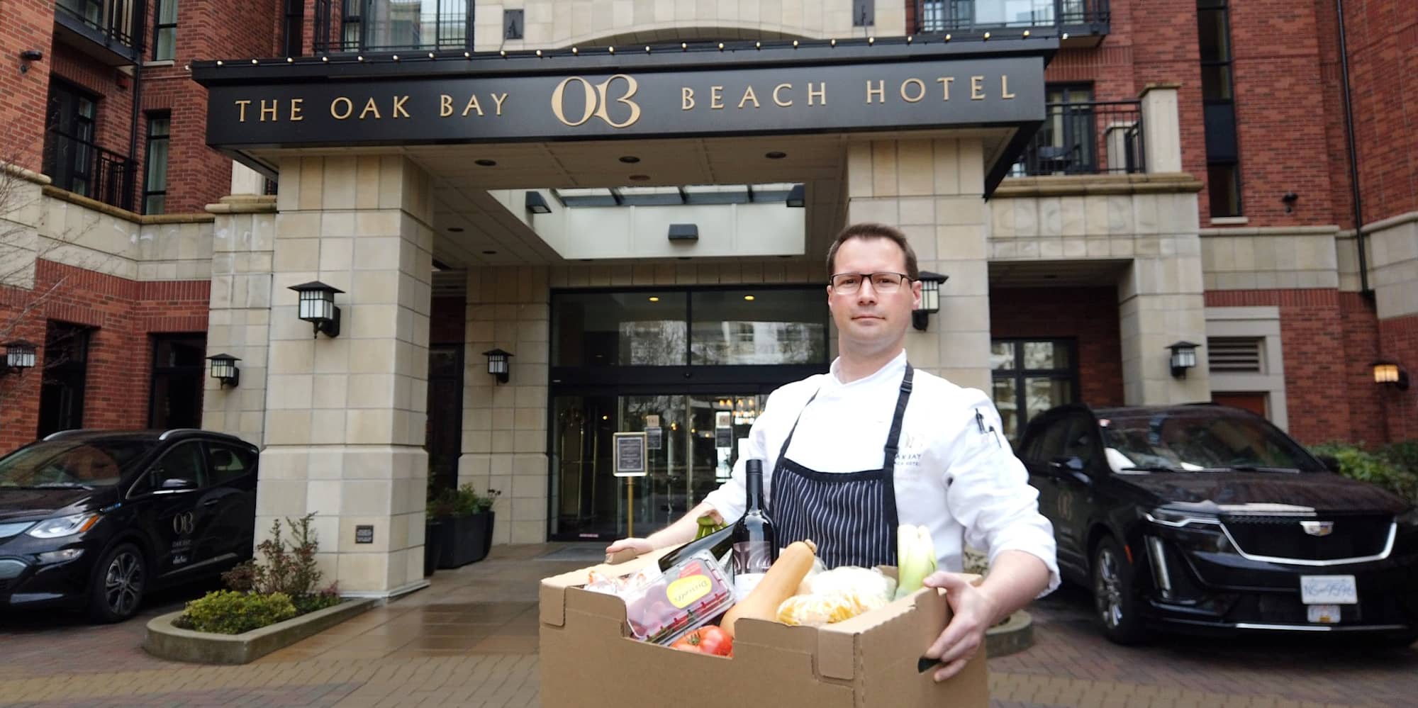 With many of its rooms vacant due to COVID-19 travel shutdowns, the Oak Bay Beach Hotel has opened a meal and grocery delivery service (Oak Bay Beach Hotel).