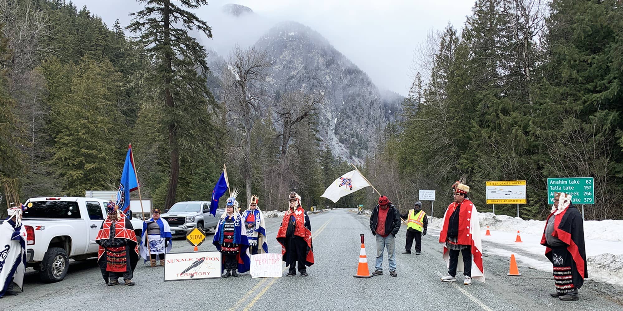 The Nuxalk Nation's COVID-19 checkpoint along Highway 20. Without provincial recognition of regional states of emergency, quarantine efforts such as these must depend solely on the goodwill of motorists (Photos courtesy of Caitlin Thompson)