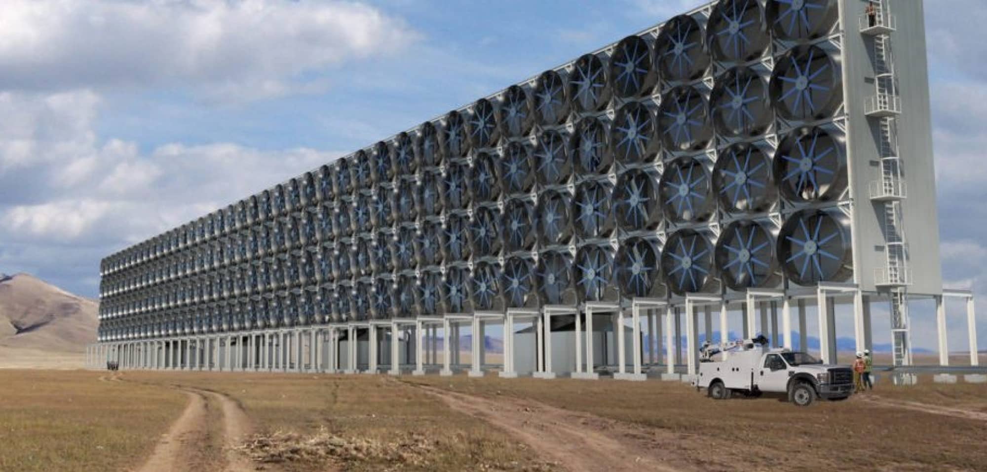 Rendering of a Carbon Engineering facility that would annually extract up to one million tonnes of carbon dioxide direct from the atmosphere. The Squamish-based company is now lobbying Washington for measures that could more easily spur the construction of such facilities across the United States (Carbon Engineering).