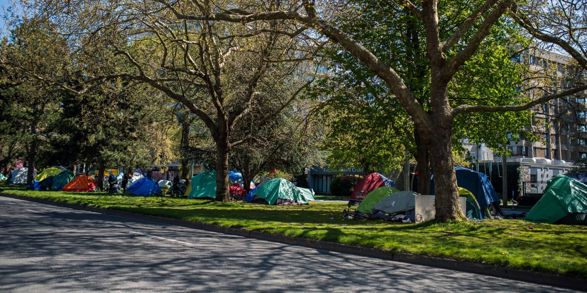 Tents along Pandora. As part of a plan by BC Housing, encampments are being cleared out and the residents moved to hotel accommodation on Gorge Road (James MacDonald for The Capital).