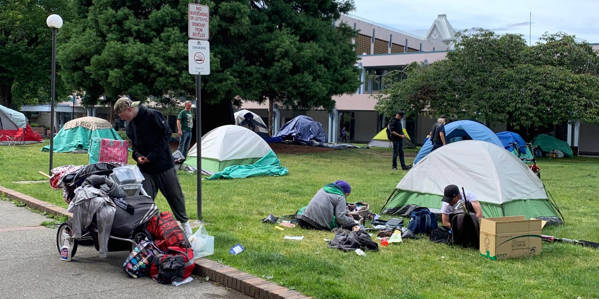 Tent encampments at Centennial Square (Photo by Anna J. James)