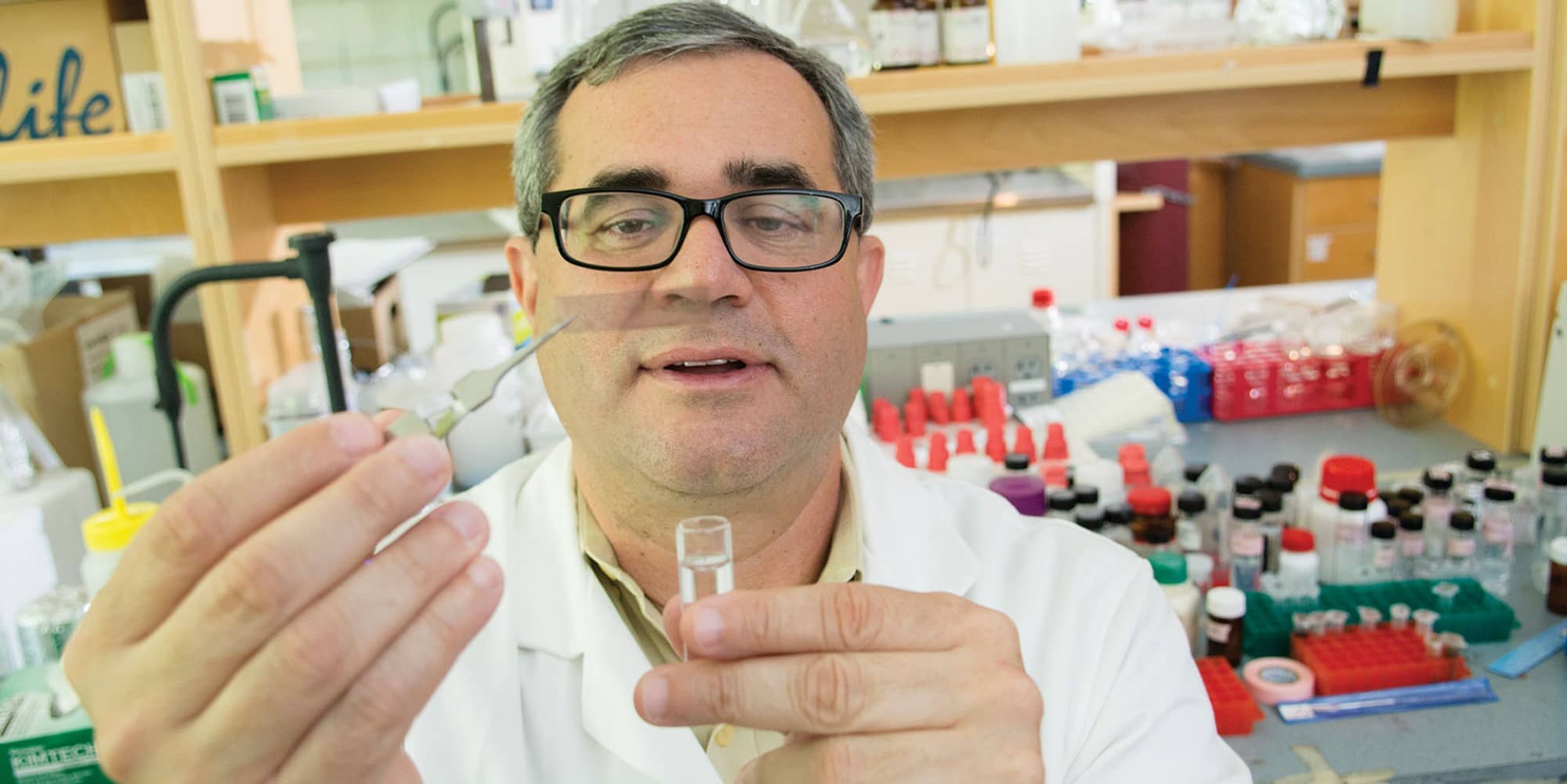 University of Victoria chemist Alex Brolo, who is developing a saliva test for COVID-19 that could be read using a cell phone (UVic Photo Services).