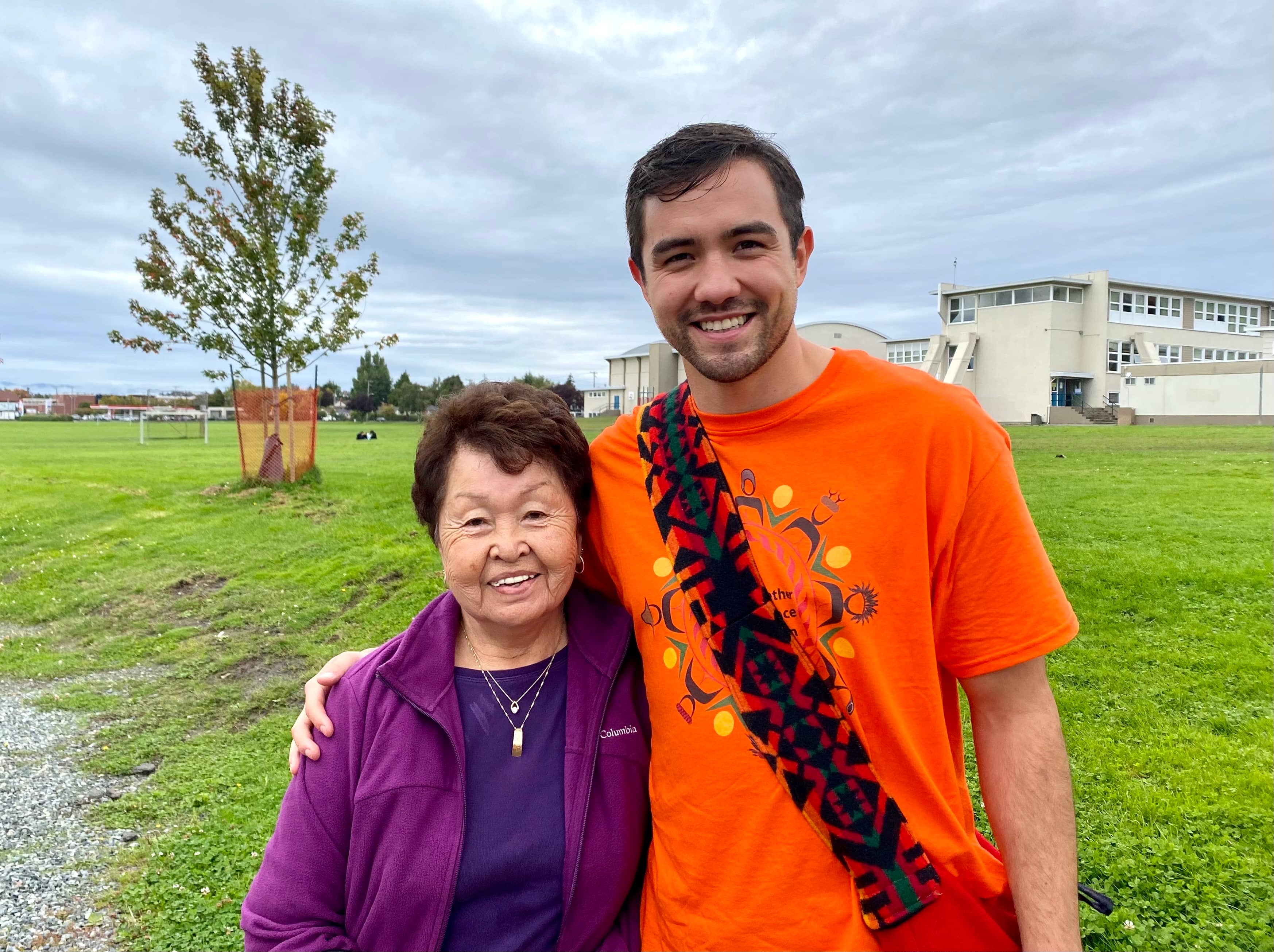 Sasha Perron poses with his granny, Lily. Photo: Zoë Ducklow / Capital Daily