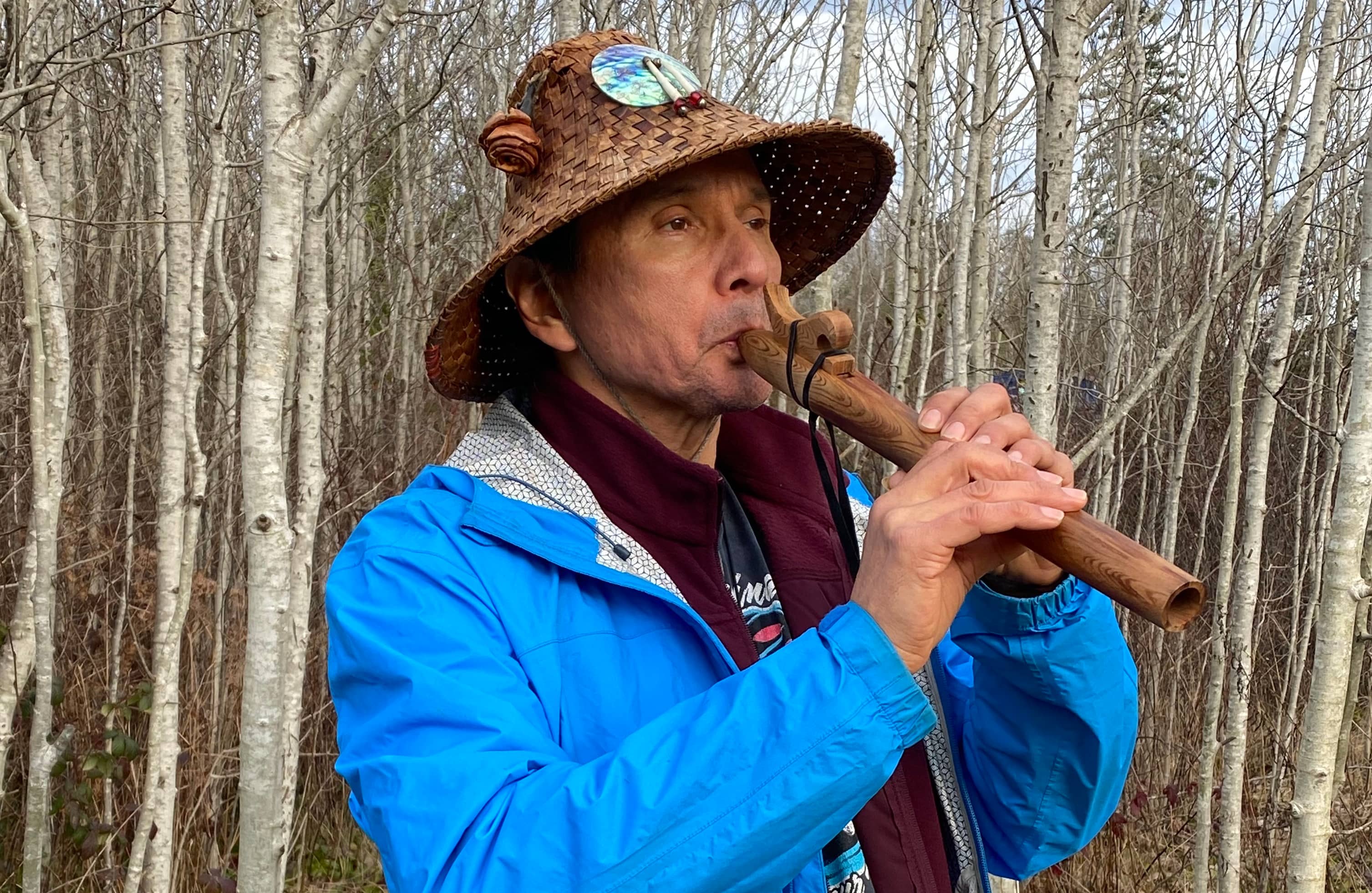 WSȺNEĆ teacher Chiyokten was arrested in mid-prayer at Fairy Creek. Photo: Katharine Lake Berz / Capital Daily