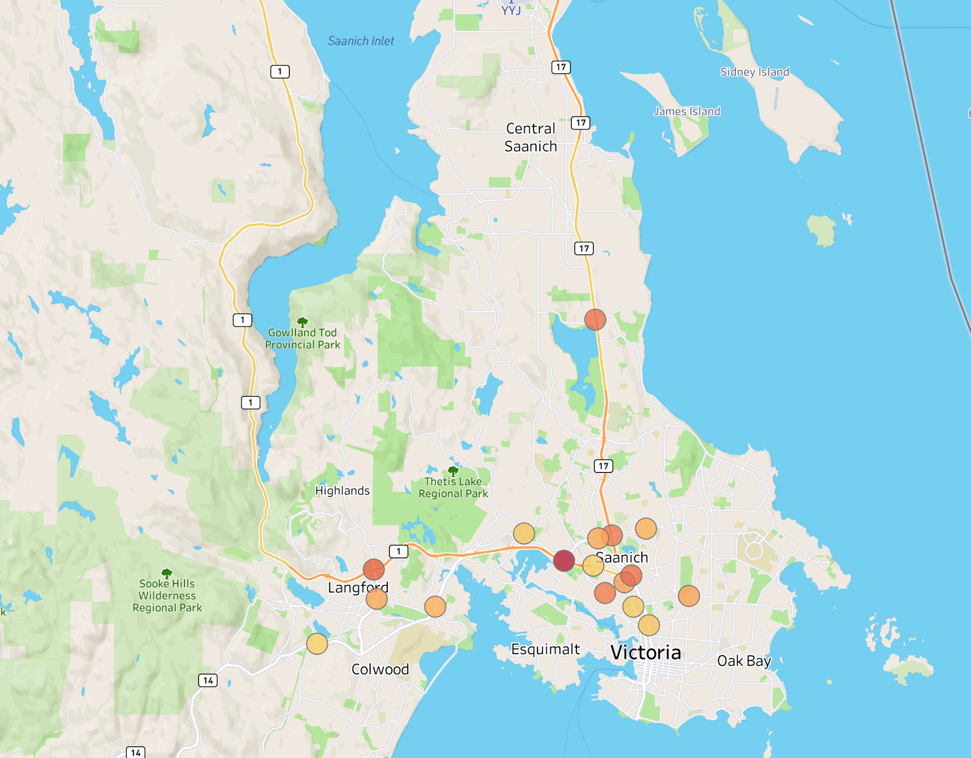 Here are the 15 most dangerous intersections in Greater Victoria