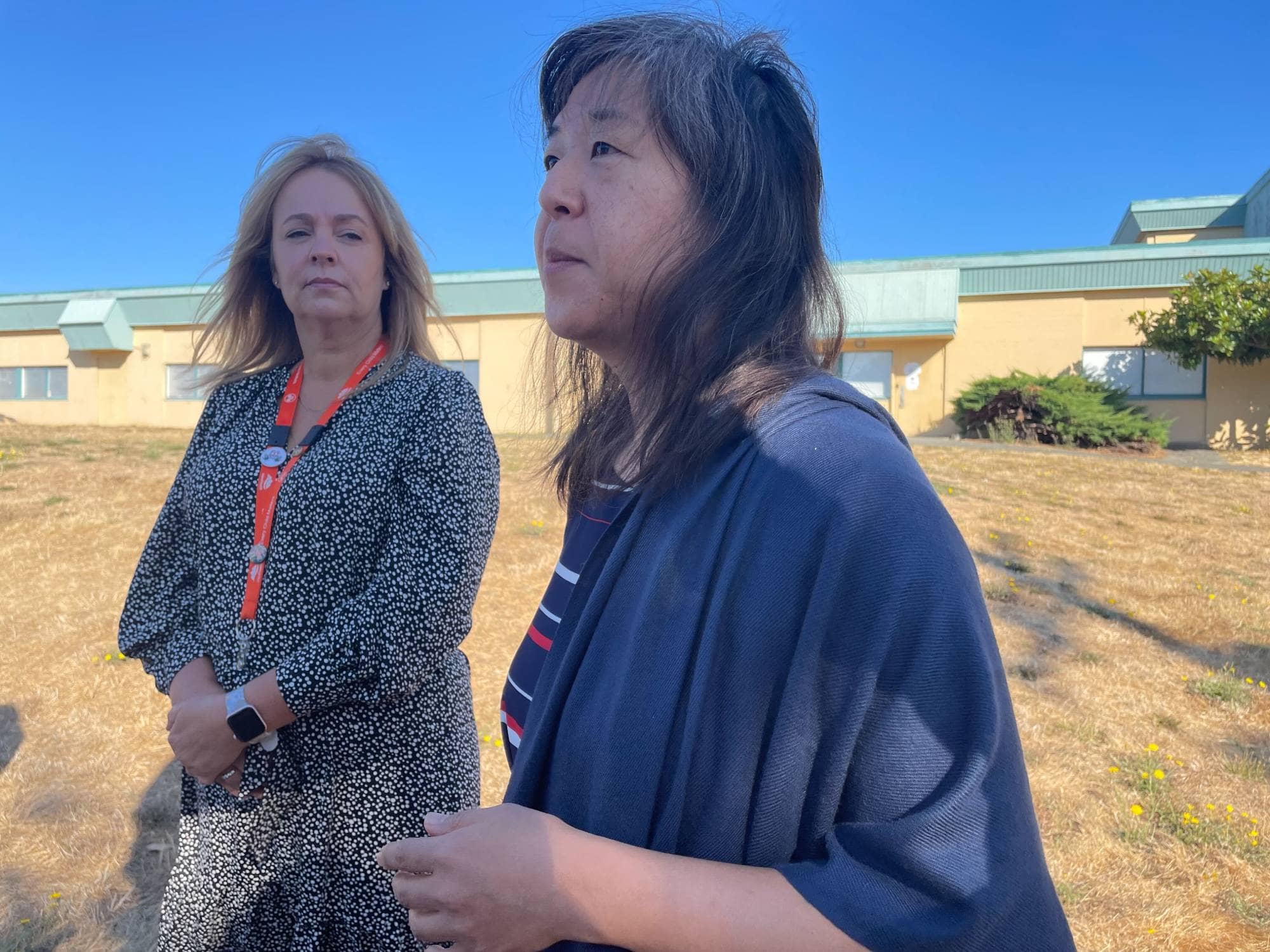 Left: Monica Stevenson, public health nurse; right: Dr. Dee Hoyano, Island Health medical health officer. Photo: Brishti Basu