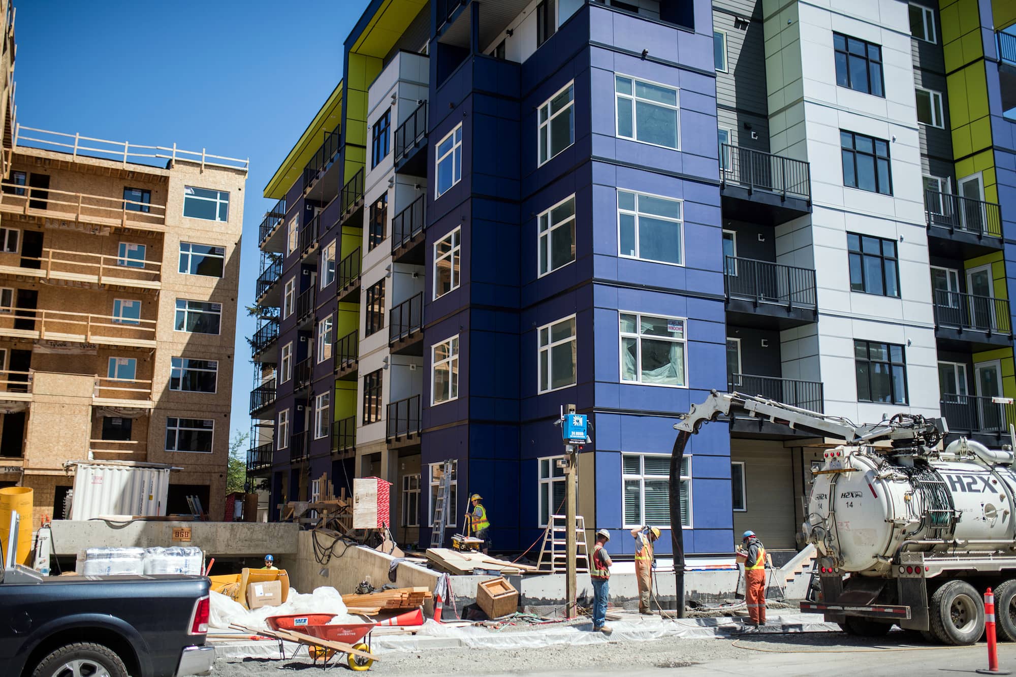 A Langford development under construction. Vacancies in purpose-built rentals increased the most in the Westshore, reveals a new report from the Canada Mortgage and Housing Corporation. The vacancy rate in the area jumped from 0.4% in 2021 to 1.5% in 2022. Photo: James MacDonald / Capital Daily