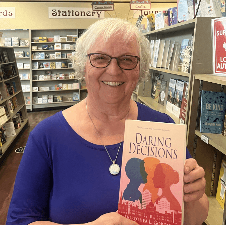 Dorothea L. Gordon with her latest book. Photo: D. Gordon at Bolen Books.