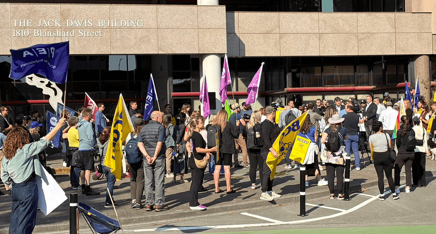 BCGEU members rallied yesterday in downtown Victoria. Photo: Mark Brennae / Capital Daily