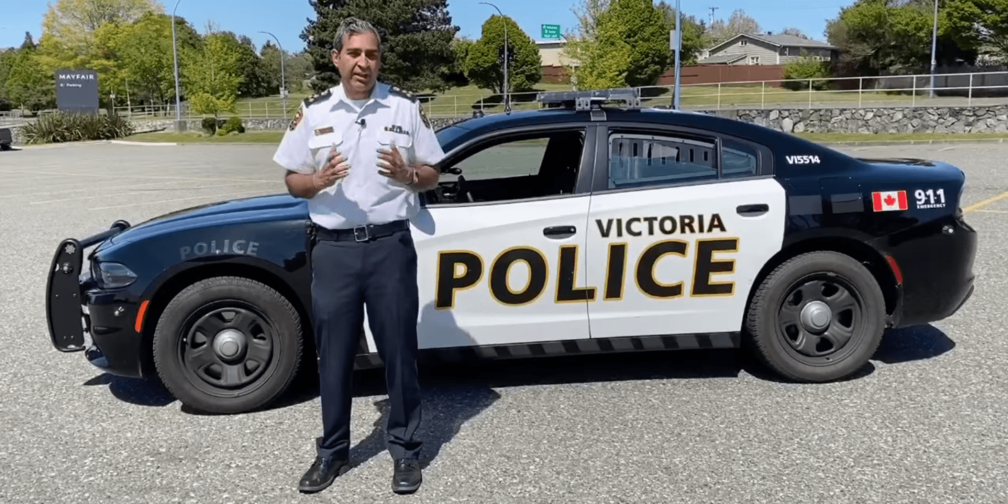 Victoria Police Chief Constable Del Manak pictured in a recent video addresss. On Thursday, he rebuffed city council suggestions that policing should be abolished.
