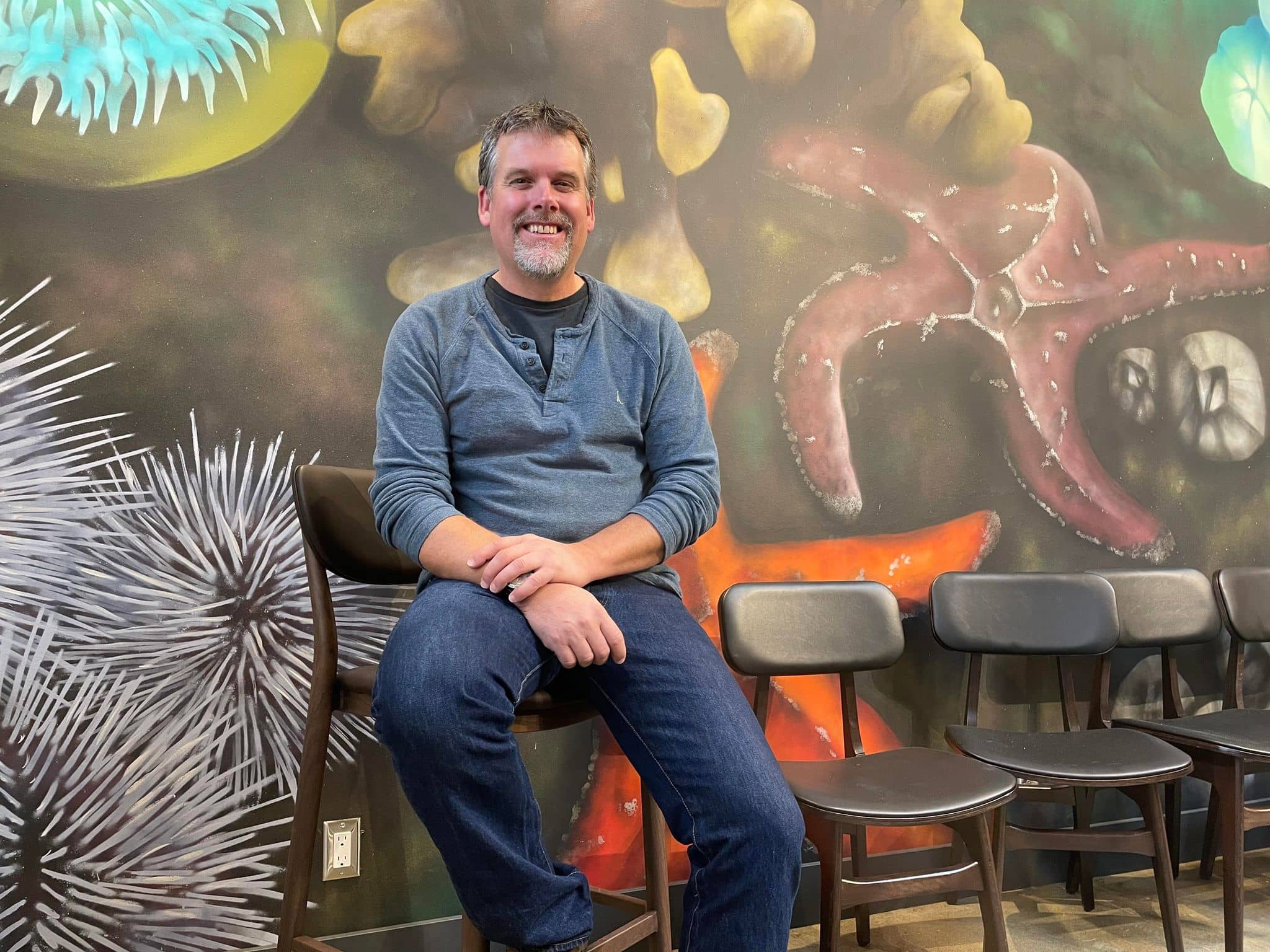 Gary Mason in the new underwater-themed Driftwood taproom. Photo: Brishti Basu / Capital Daily