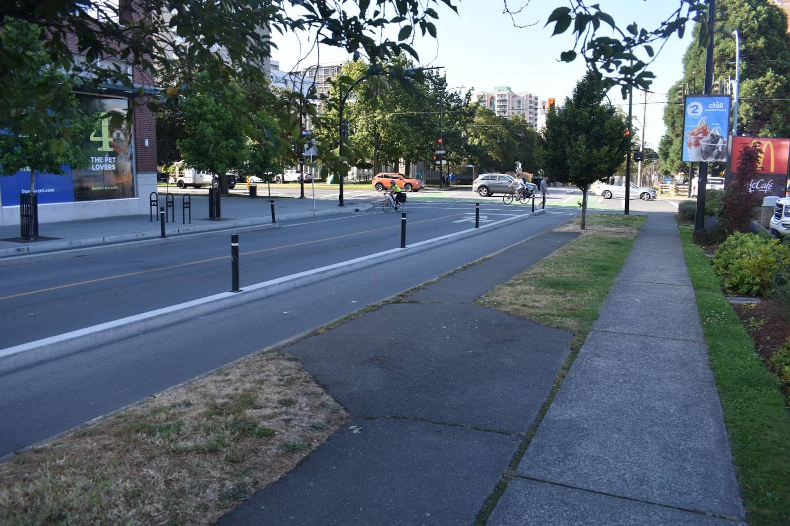 Cyclist on Pandora Avenue near Centennial Square. Photo: James MacDonald / Capital Daily