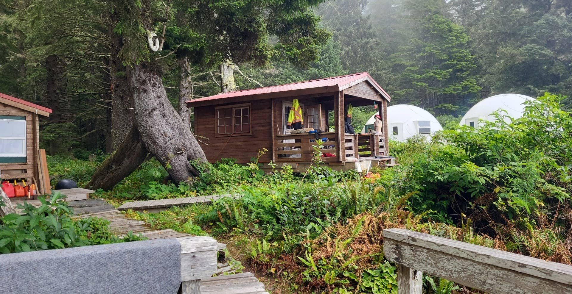The Ditidaht guardians stay at the Tsuquadra guardian cabin while working on the trail. Photo submitted by Kelly Jeffrey