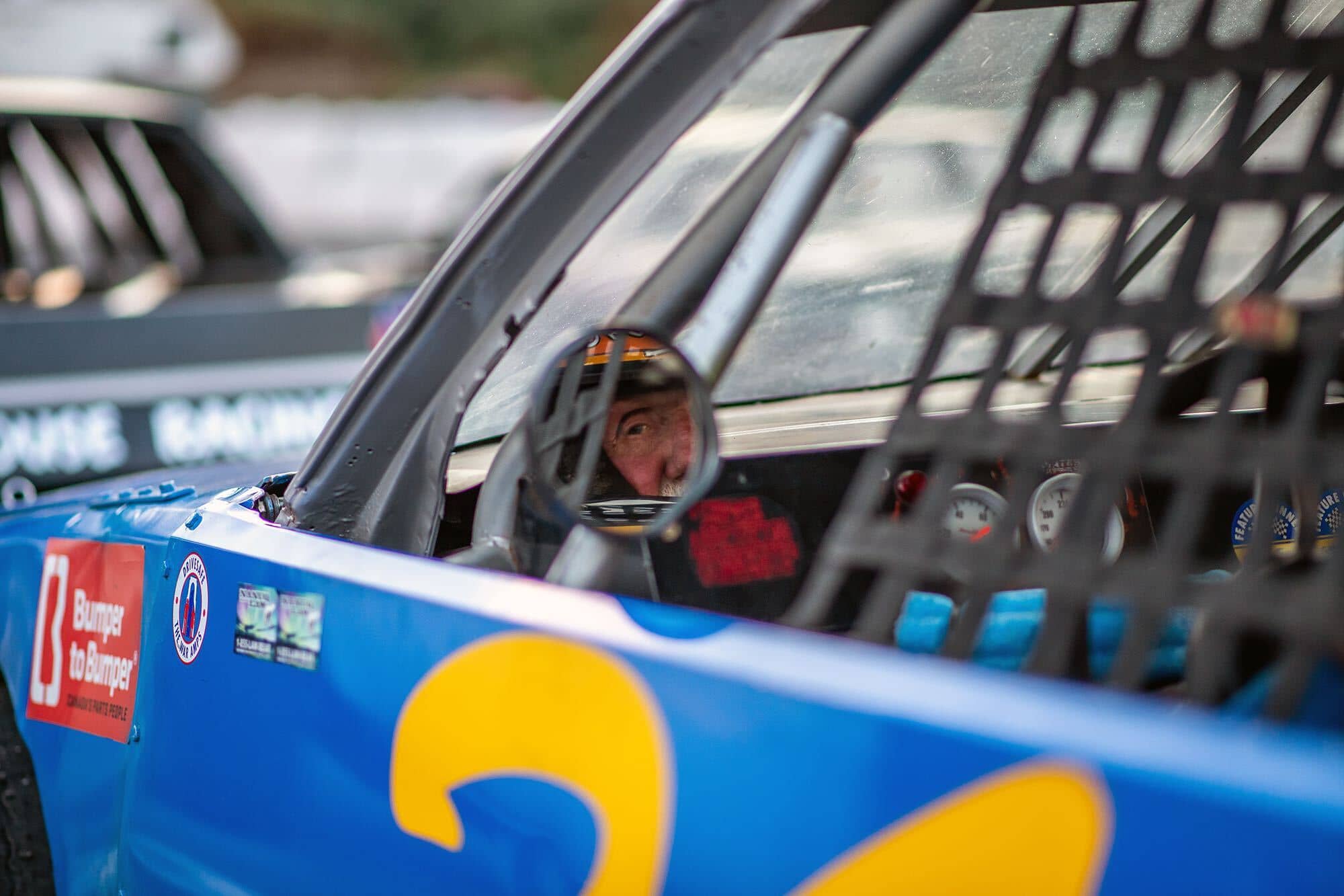 Jim Steen sits in the pit lane, just prior to his final race at the Westshore Speedway after 68 years of racing there.