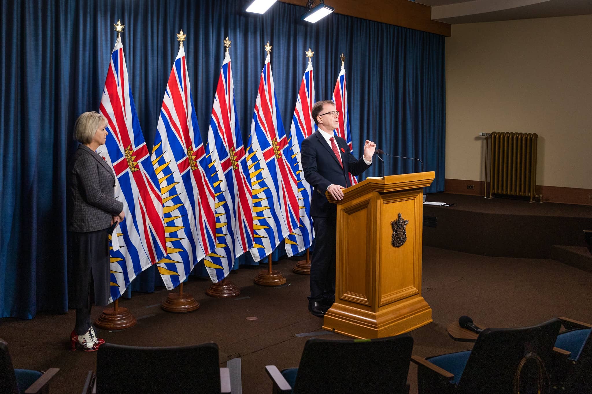 Dr. Bonnie Henry and health minister Adrian Dix give an update to COVID-19 guidance in November. Photo: BC Government / Flickr