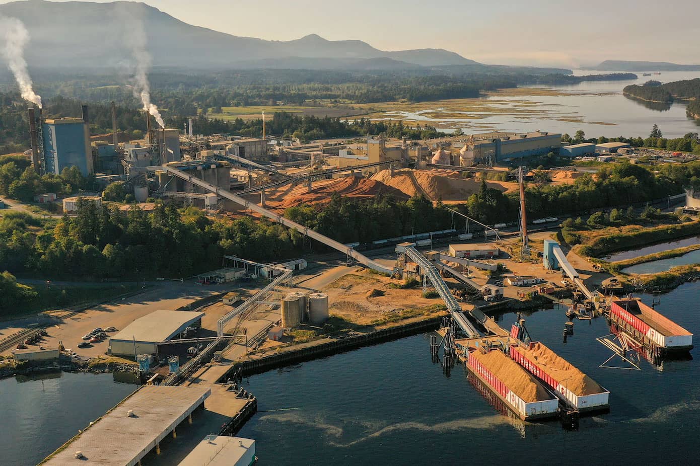 Opened in 1957, this pulp and paper mill in Crofton, British Columbia—like many coastal mills around the world—leaves behind a legacy of toxic pollution in sediments and marine animals. Photo: Grant Callegari / Hakai Magazine
