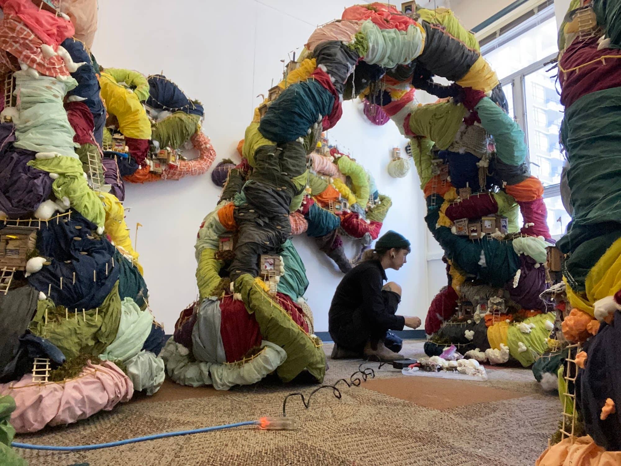 Alysha Farling-Futterman, an artist-in-residence at Rockslide Gallery & Studio, amidst her latest installation creation. Photo: Submitted