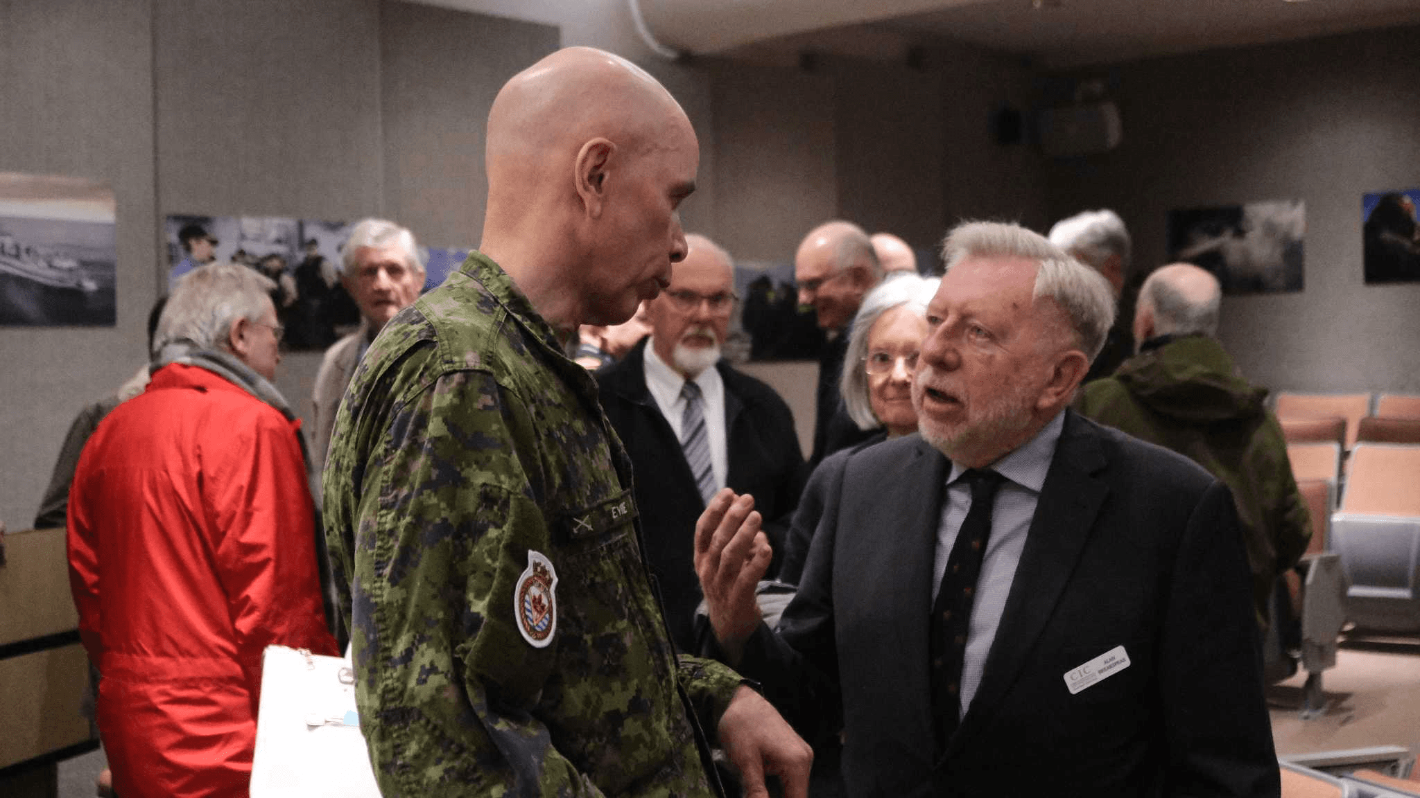 Gen. Wayne Eyre, Chief of the Defence Staff (left) greets a member of Canada International Council's Victoria Branch. Photo: Michael John Lo / Capital Daily