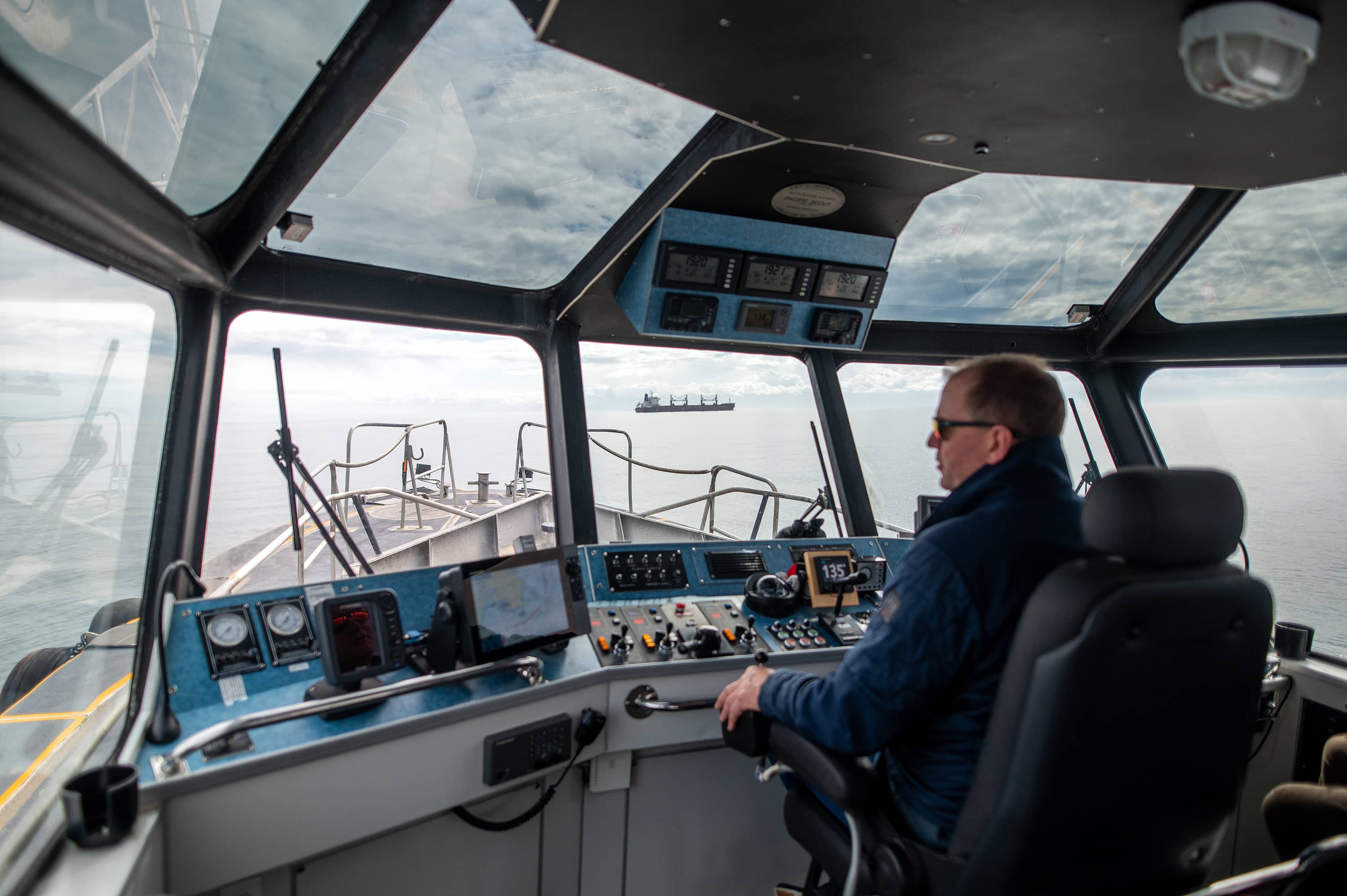 Derrick Sonne, the Launch Master, guides the pilot launch out into the Strait of Juan de Fuca. Photos: James MacDonald