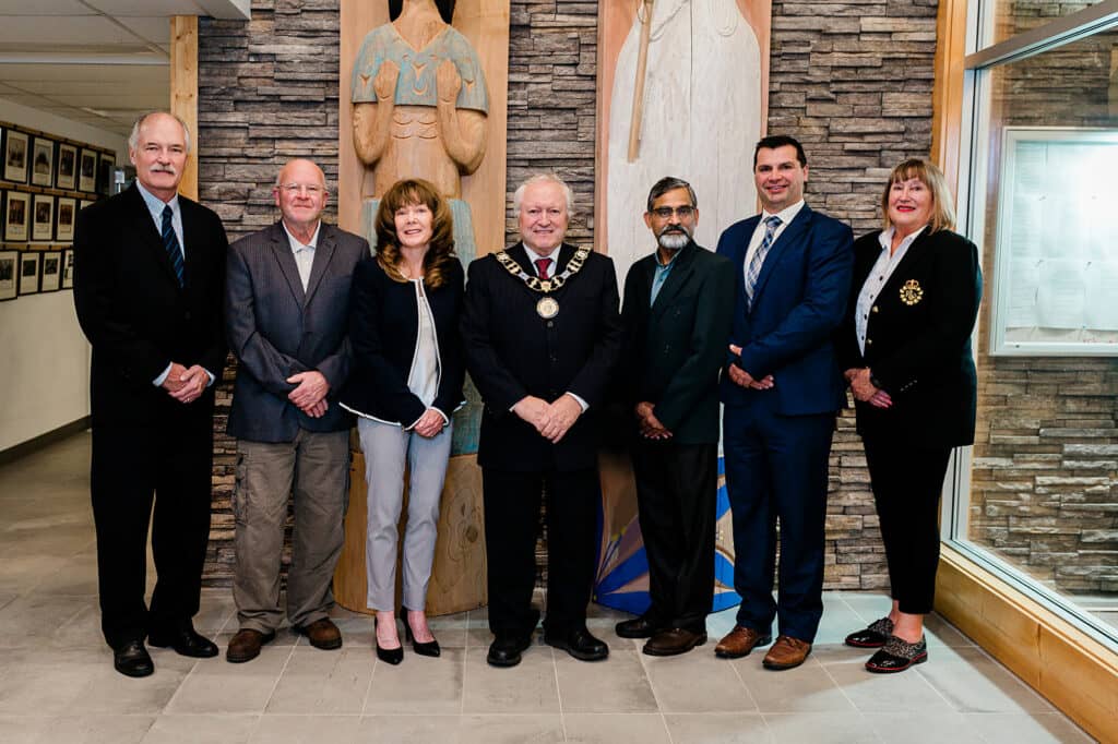 Brett Smyth (second from left) has resigned after the latest in what has been months of clashes with Mayor Peter Jones (centre). Photo: District of North Saanich