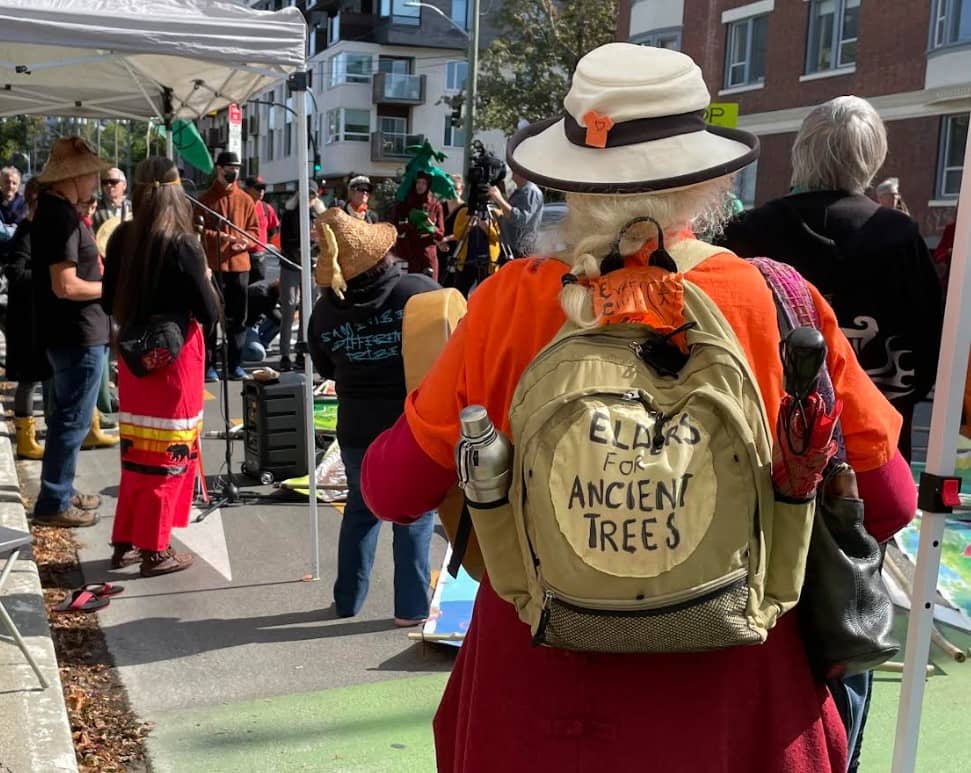 Protesters marched to MLA offices demanding protection of old-growth forests. Photo: Sidney Coles