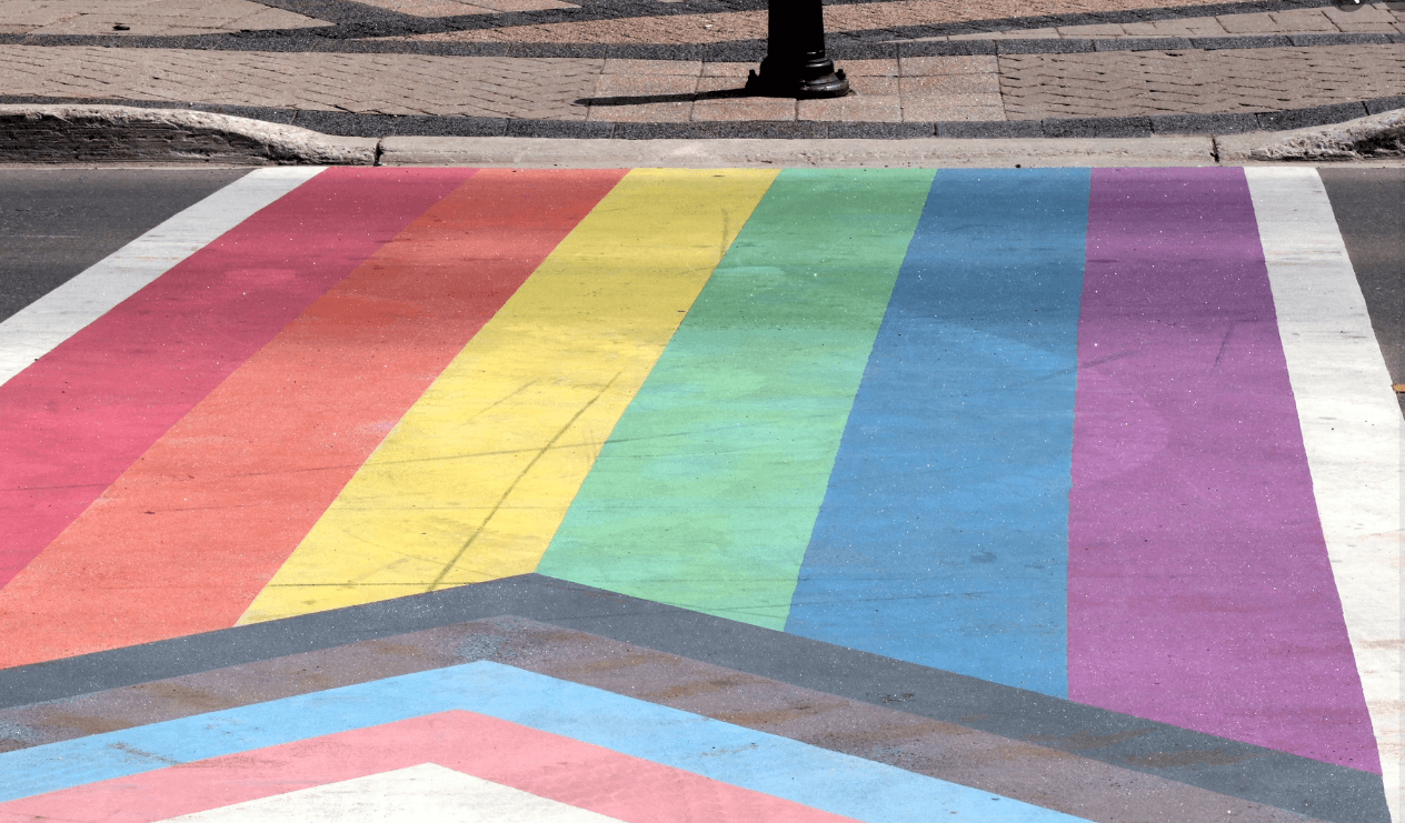 Freshly painted and quickly scuffed crosswalk at Langford school. Photo: City of Langford