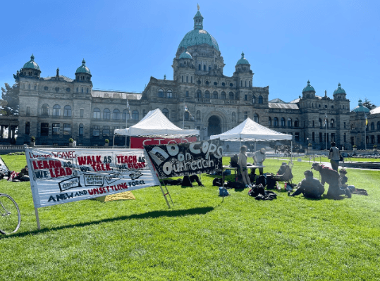 Crab Park protest on the legislature lawn. Photo: Sidney Coles / LJI