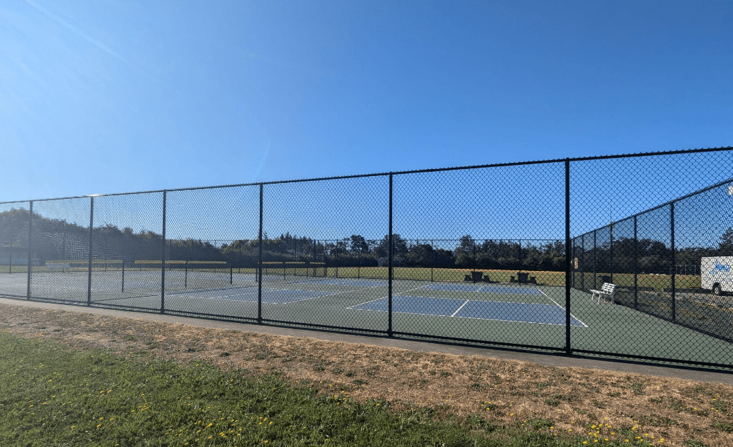 Nets, poles, and windscreens have been removed from closed Wain Park in North Saanich. Photo / Capital Daily