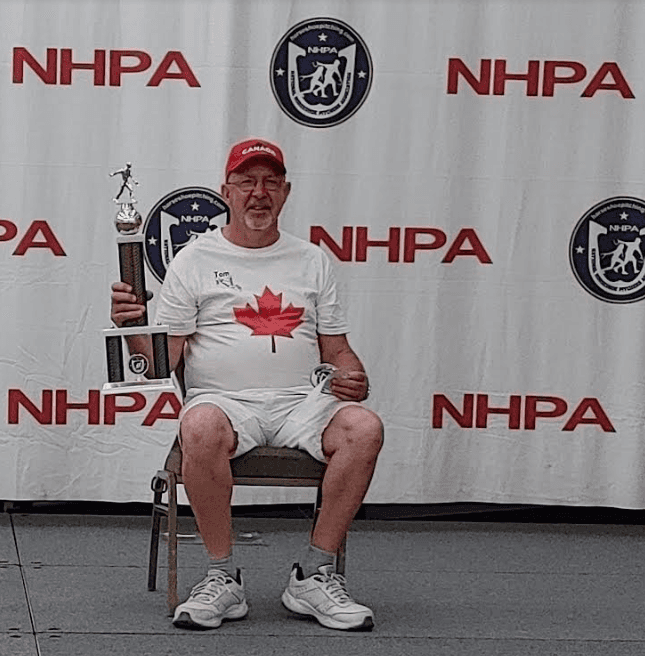Tom Moffat, 65+ Canadian and world horseshoe pitching champion for 2024. Photo: NHPA