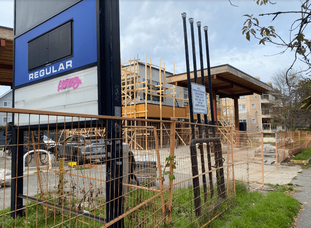 James Bay gas station is under construction. Photo: Mark Brennae / Capital Daily
