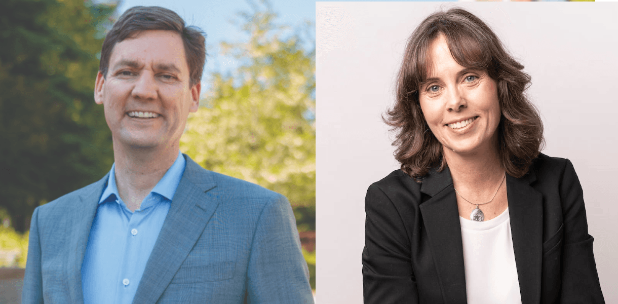 David Eby & Sonia Furstenau. Photos from party campaign websites