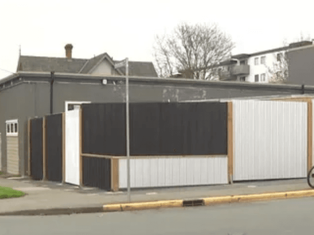 A structure has been erected inside the fence line for the access hub on Dowler Pl. Photo: Sidney Coles // Capital Daily