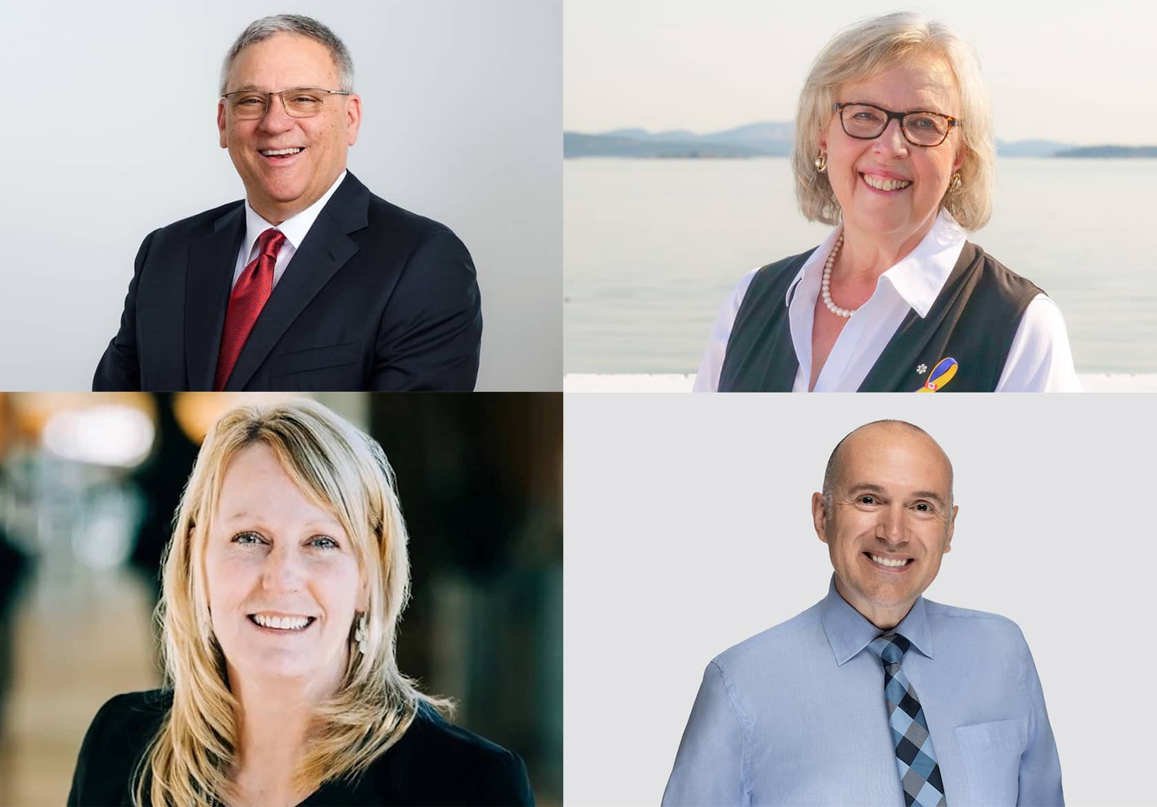 David Beckham (top left), Elizabeth May (top right), Cathie Ounsted (bottom left), Colin Plant (bottom right). Image: Capital Daily