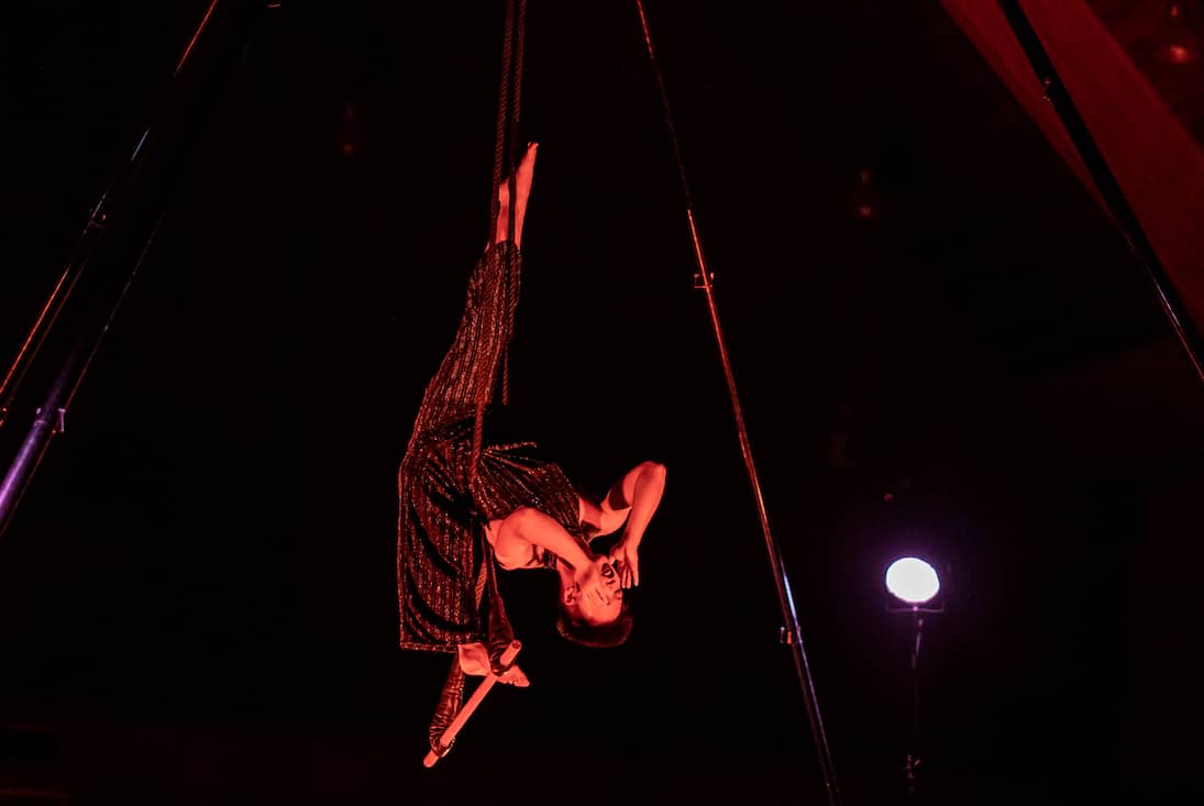 An ICS performer showcases their trapeze skills. Photo: Robyn Bell / Capital Daily