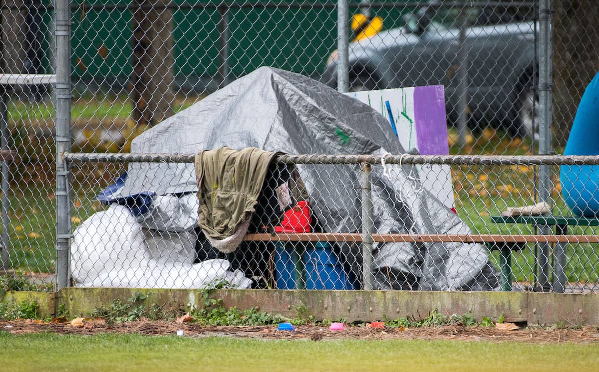 A tent erected in Central Park near Crystal Pool, 2021. Photo: James MacDonald / Capital Daily