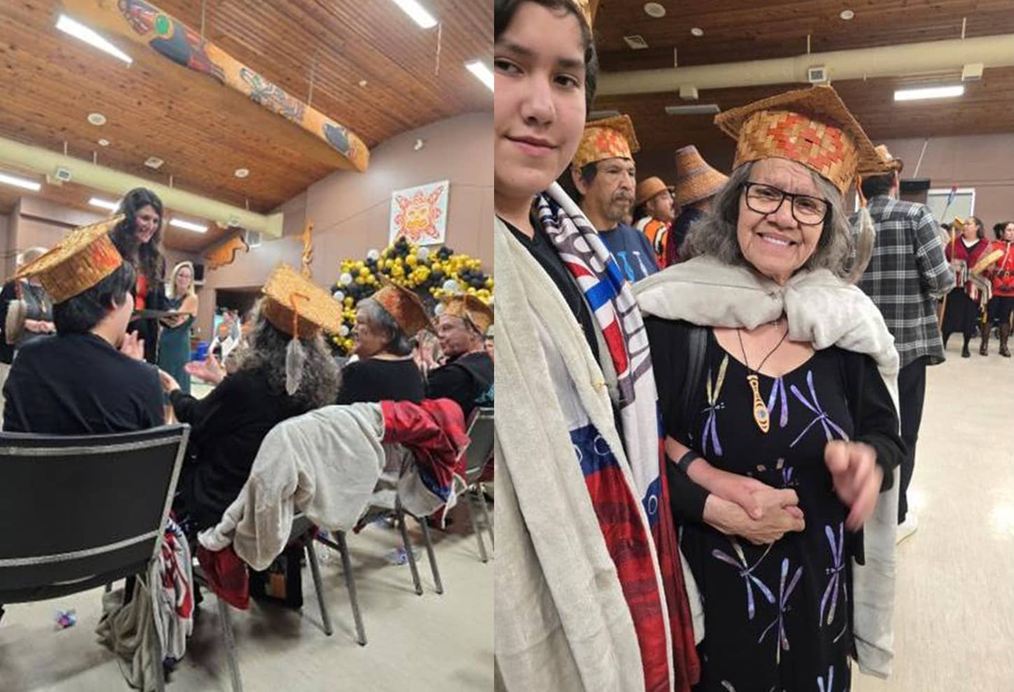 Gertie Pierre, an elder from shíshálh Nation and an Indian Residential School survivor, is presented with an Honourary Certificate of Graduation from Sunshine Coast School District 46. Photo: Ministry of Indigenous Relations and Reconciliation